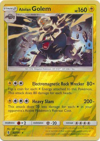 Alolan Golem – 42/145 – Holo Rare Reverse Holo