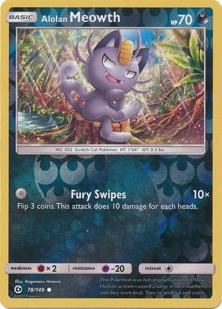 Alolan Meowth – 78/149 – Common Reverse Holo
