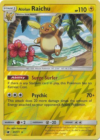 Alolan Raichu – 31/111 – Holo Rare Reverse Holo
