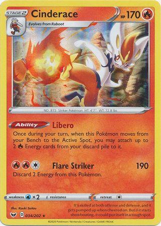 Cinderace - 034/202 - Shaterred Holo Rare