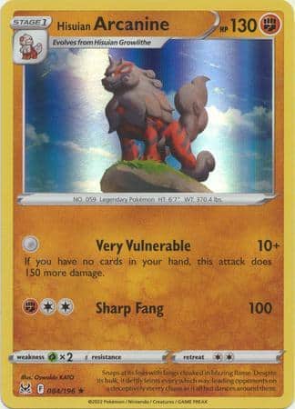 Hisuian Arcanine – 084/196 – Holo Rare
