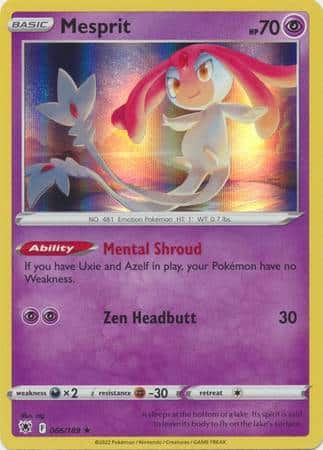 Pokémon Lot 10 Cards 2022 Reverse Holo Mesprit 066/189 Rare Astral