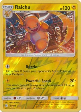 Raichu – 67/236 – Rare Reverse Holo