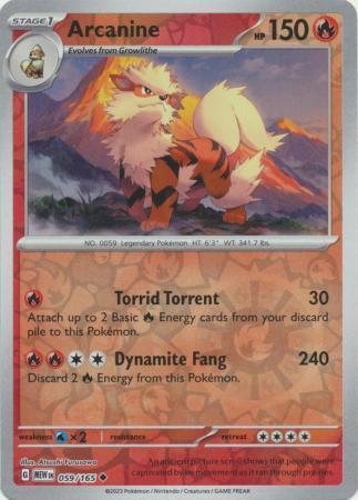 Arcanine – 059/165 – Uncommon Reverse Holo