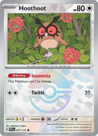Hoothoot – 077/131 – Common Pokeball Reverse Holo