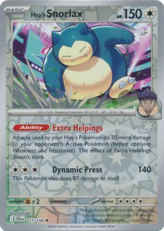 Hop’s Snorlax – 117/159 – Reverse Holo Rare
