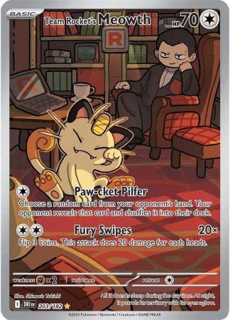 Team Rocket’s Meowth – 203/182 – Illustration Rare