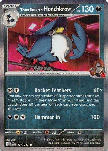 Team Rocket's Honchkrow Holo Rare 127/217