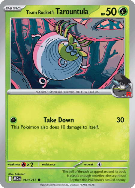 Team Rocket's Tarountula Common 018/217