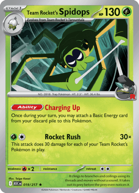 Team Rocket's Spidops Holo Rare 019/217
