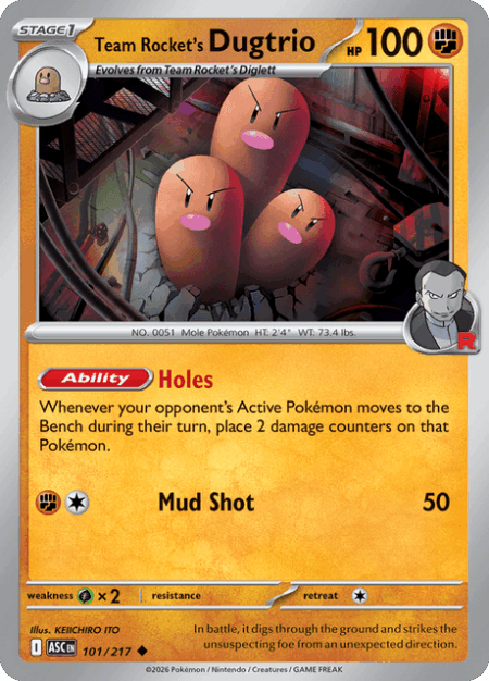 Team Rocket's Dugtrio Uncommon 101/217